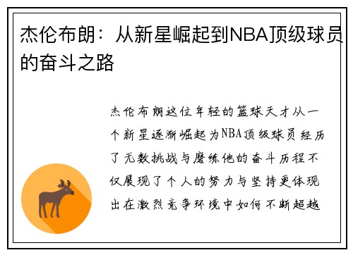 杰伦布朗：从新星崛起到NBA顶级球员的奋斗之路